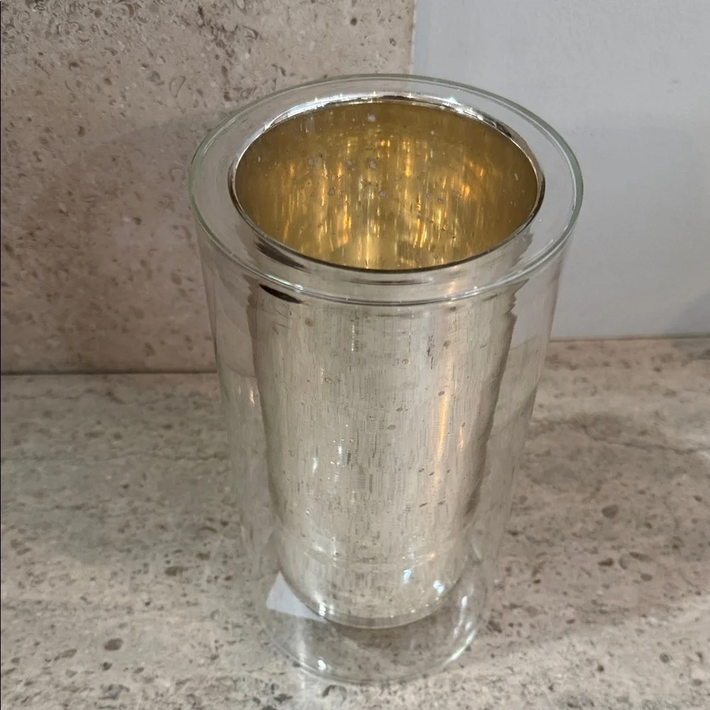 West Elm Silver Metallic Vase/Candle Holder